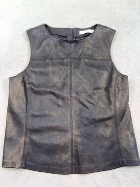 MANGO Faux Leather Sleeveless Top Tank Blouse Black - Size XS